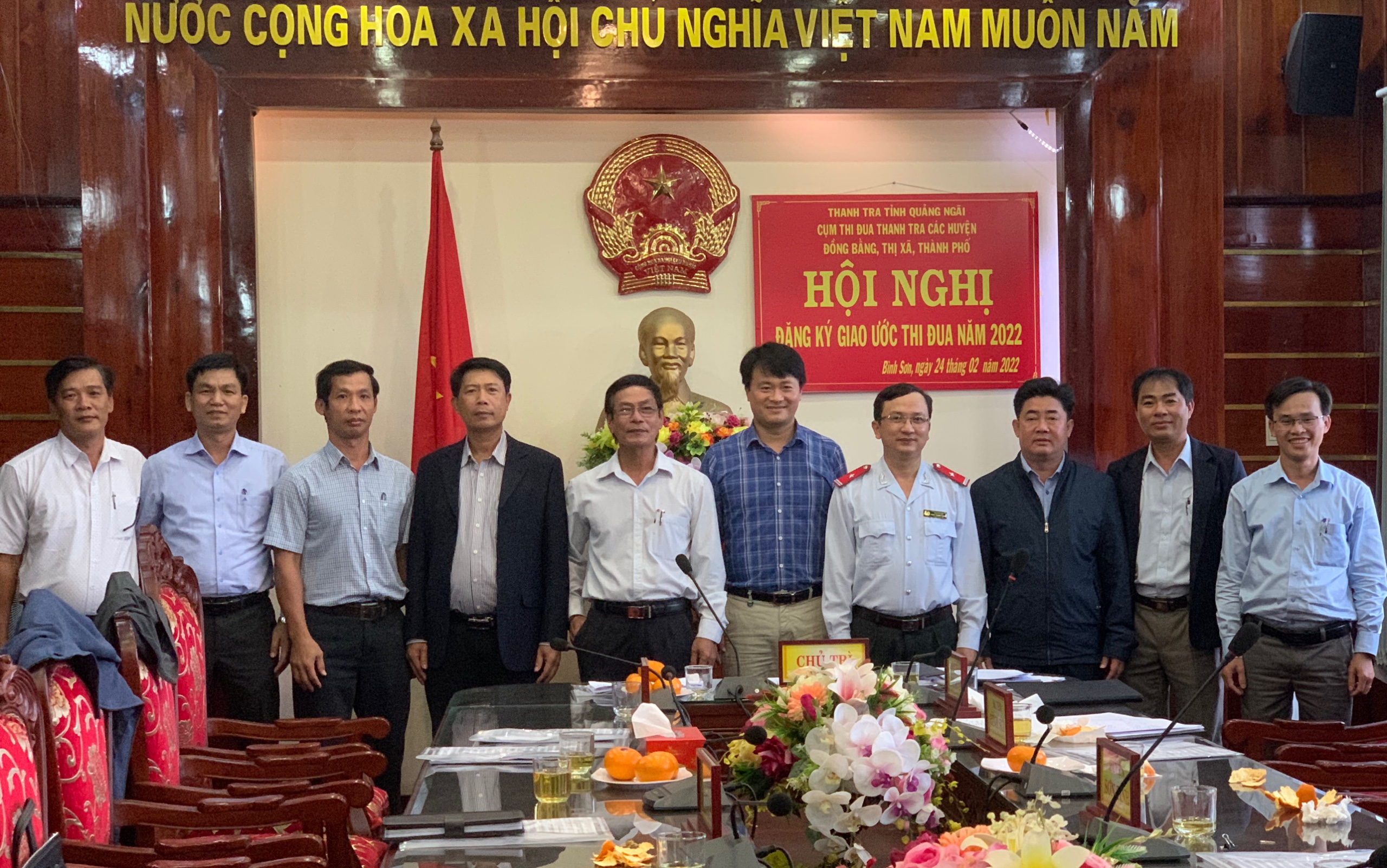 Cụm thi đua Thanh tra các huyện đồng bằng, thị xã, thành phố trong tỉnh Quảng Ngãi tổ chức ký kết giao ước thi đua năm 2022